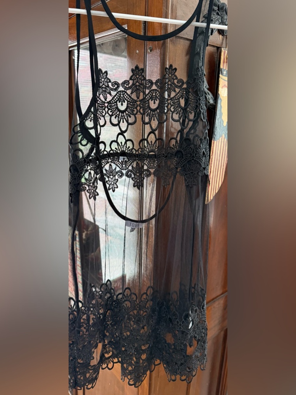 Vintage TOBI Black See Thru Lacy Swim Coverup  Size M